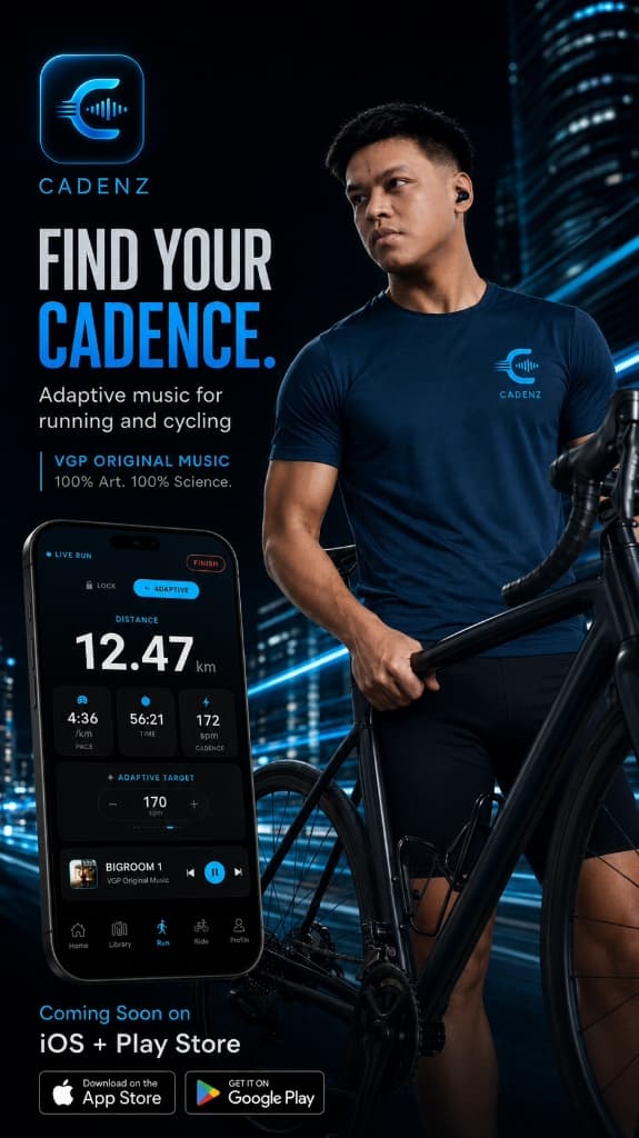 CADENZ promotional image with Virzy Guns and a bicycle