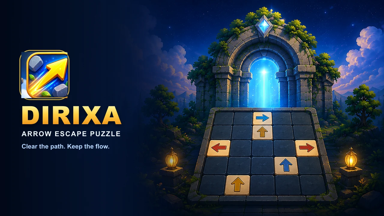 DIRIXA arrow escape puzzle portal and board artwork